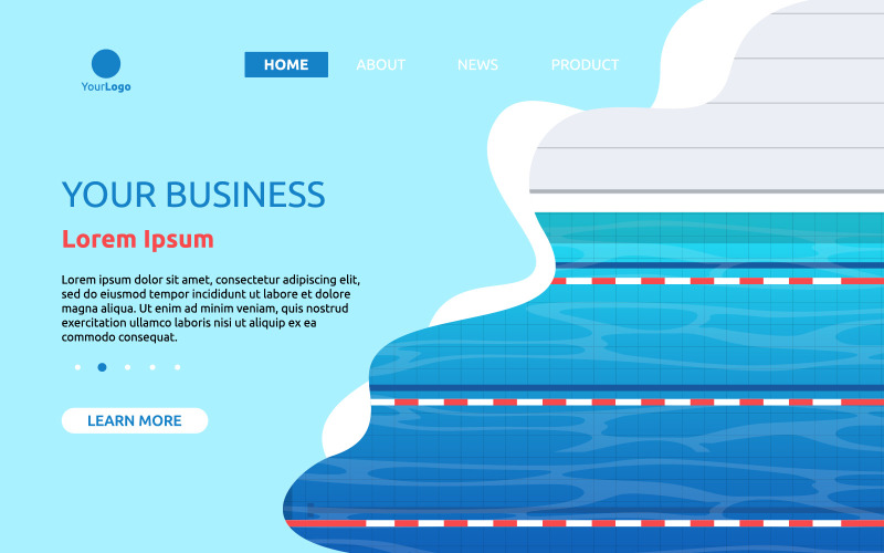 Download Иллюстрация "Landing Page Pool - Illustration" / Landing Page Pool - Illustration - Иллюстрация на тему графика swimming,pool,summer,sport,cartoon,landing,page,web,template,vector,illustration,app,gradient,infographic,water,course,modern,isolated,activity,trainings