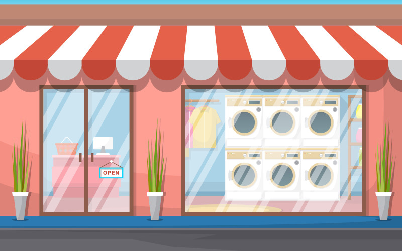 Download Иллюстрация "Laundromat Clothes Washing - Illustration" / Laundromat Clothes Washing - Illustration - Иллюстрация на тему графика clean,care,laundromat,clothes,washing,machine,laundry,service,vector,illustration,exterior,business,cleaning,technology,architecture,building,city,design,modern,dry