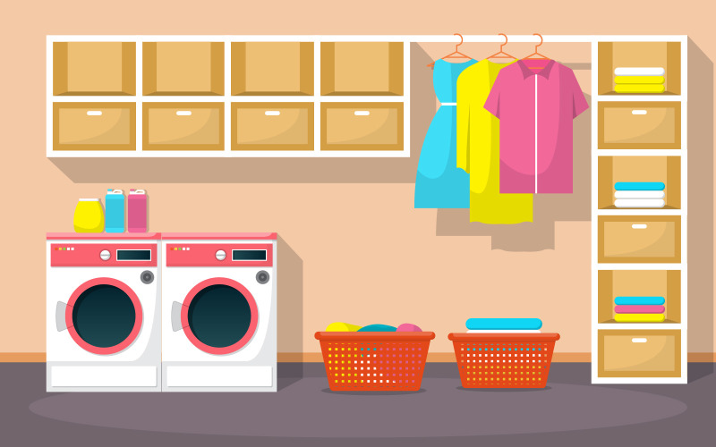 Lavandaria moderna interior - ilustração