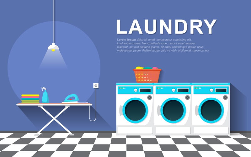 Lavanderia a gettoni pulita - Illustrazione