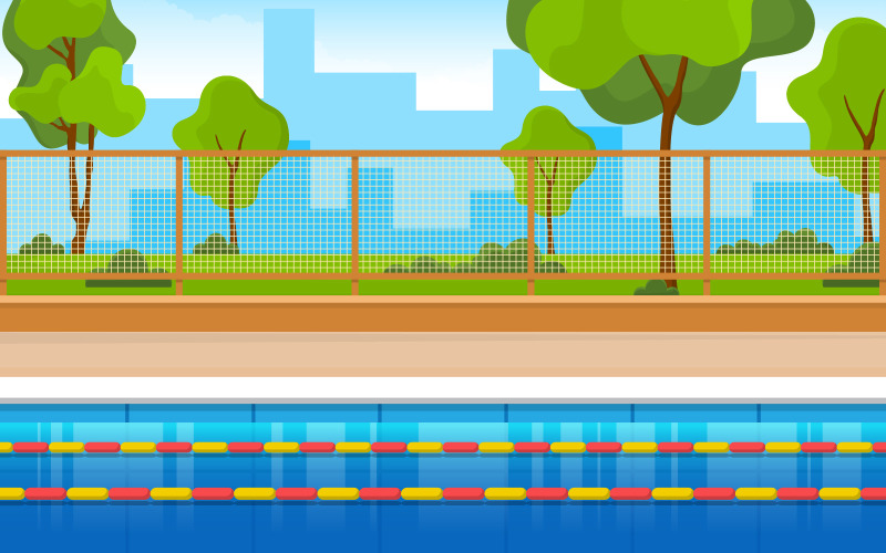 Download Иллюстрация "Outdoor Sport Pool - Illustration" / Outdoor Sport Pool - Illustration - Иллюстрация на тему графика outdoor,swimming,pool,holiday,healthy,sport,cartoon,illustration,vector,background,water,party,poolside,summer,luxury,shadow,design,relax,spa,surface