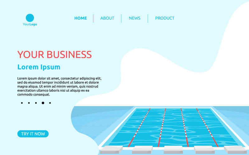 Download Иллюстрация "Pool Landing Page - Illustration" / Pool Landing Page - Illustration - Иллюстрация на тему графика swimming,pool,summer,sport,cartoon,landing,page,web,template,vector,illustration,app,gradient,infographic,water,course,modern,isolated,activity,trainings