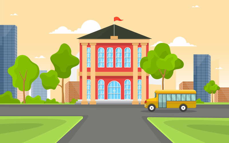 School Education Building - Illustration
