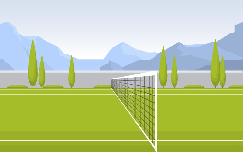 Download Иллюстрация "Tennis Court Landscape - Illustration" / Tennis Court Landscape - Illustration - Иллюстрация на тему графика outdoor,tennis,court,sport,game,recreation,cartoon,nature,landscape,illustration,vector,field,strength,fun,athletic,returning,outside,healthy,active,practicing