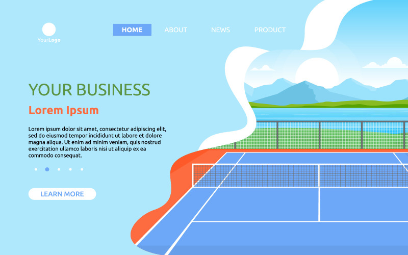 Download Иллюстрация "Tennis Court Web - Illustration" / Tennis Court Web - Illustration - Иллюстрация на тему графика outdoor,tennis,court,sport,game,recreation,landing,page,web,template,vector,view,match,set,scene,athletic,activity,illustration,cartoon,player