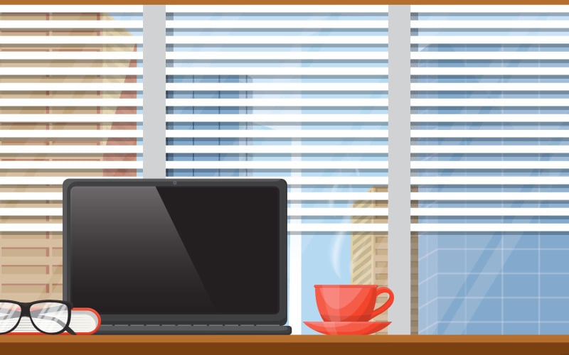 Download Иллюстрация "Work Office Tea - Illustration" / Work Office Tea - Illustration - Иллюстрация на тему графика cup,tea,workbench,office,work,table,laptop,illustration,books,vector,leaf,flower,saucer,drink,cafe,organic,nature,object,beverage,healthy