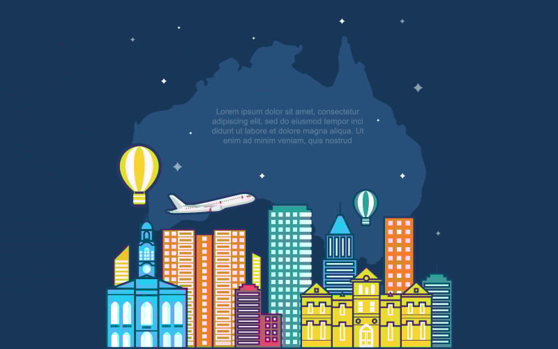 Download Иллюстрация "Adelaide City Australia - Illustration" / Adelaide City Australia - Illustration - Иллюстрация на тему графика adelaide,city,australia,travel,world,tourism,day,illustration,vector,concept,flight,flat,destination,template,location,style,poster,landmarks,traveler,cityscape