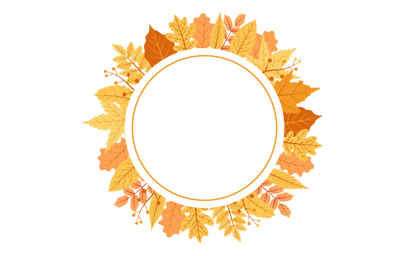 Download Иллюстрация "Circle Frame Bouquet - Illustration" / Circle Frame Bouquet - Illustration - Иллюстрация на тему графика autumn,fall,season,leaf,greeting,invitation,circle,frame,background,bouquet,vector,illustration,card,border,floral,natural,brochure,leaflet,online,layout