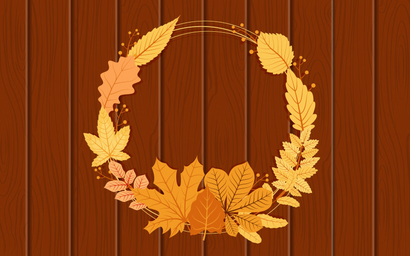 Download Иллюстрация "Circle Frame Wood - Illustration" / Circle Frame Wood - Illustration - Иллюстрация на тему графика autumn,fall,leaf,greeting,invitation,circle,frame,wood,background,bouquet,vector,illustration,card,border,floral,natural,brochure,leaflet,online,layout