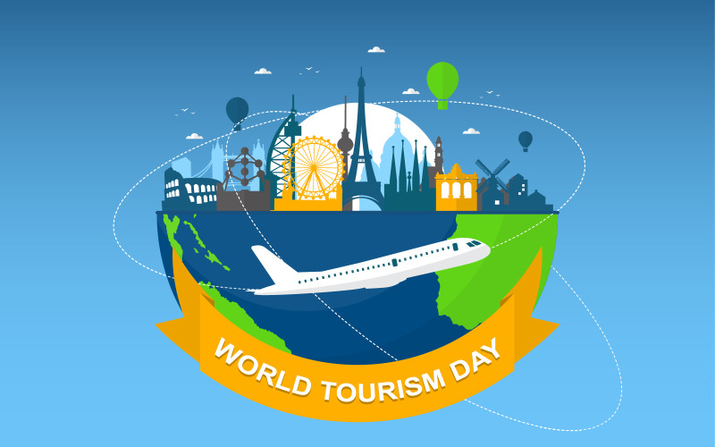 Download Иллюстрация "Europe City Travel - Illustration" / Europe City Travel - Illustration - Иллюстрация на тему графика europe,city,vacation,travel,world,tourism,day,illustration,vector,concept,flight,flat,destination,template,location,style,poster,landmarks,traveler,cityscape