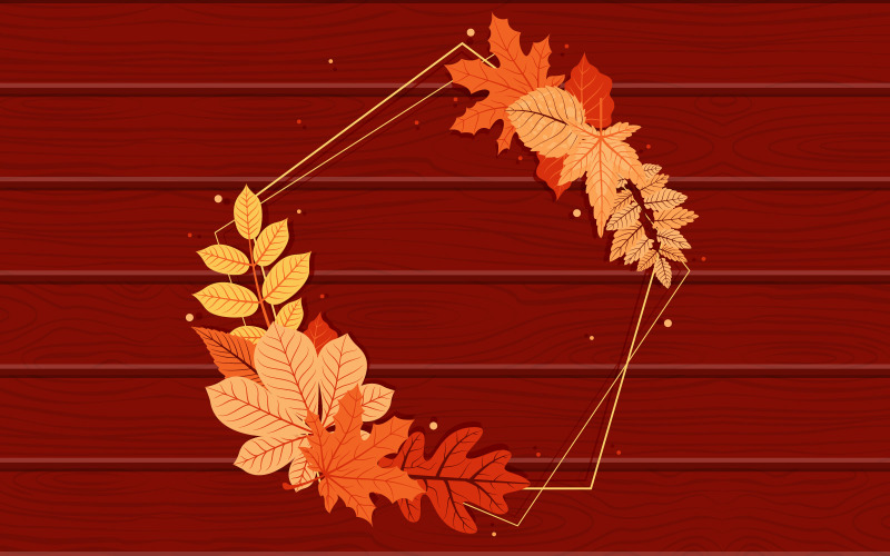 Download Иллюстрация "Pentagon Frame Wood - Illustration" / Pentagon Frame Wood - Illustration - Иллюстрация на тему графика autumn,fall,leaf,greeting,invitation,pentagon,frame,wood,background,bouquet,vector,illustration,card,border,floral,natural,brochure,leaflet,online,layout