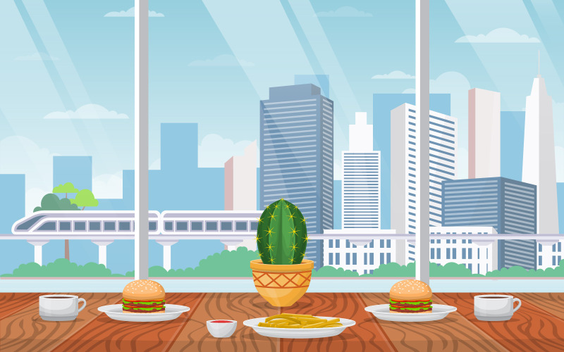 Restaurang mellanmål bord - Illustration