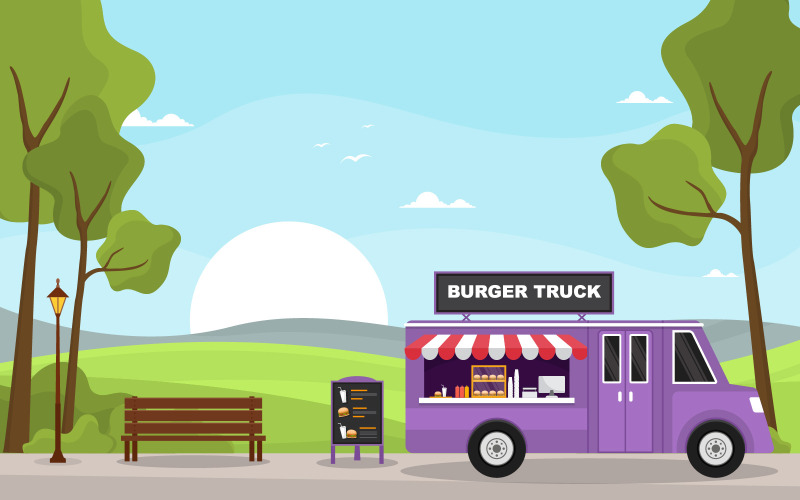 Van Truck Food - Ilustrace