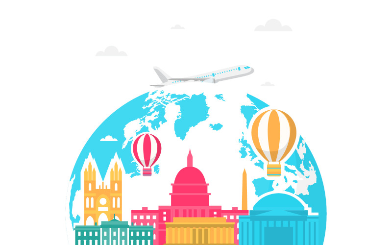 Download Иллюстрация "Washington City United - Illustration" / Washington City United - Illustration - Иллюстрация на тему графика washington,city,united,states,america,travel,world,tourism,day,illustration,vector,concept,flight,flat,destination,template,location,style,poster,landmarks