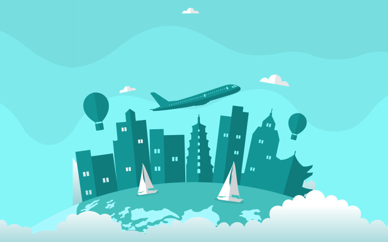 Download Иллюстрация "Xian City China - Illustration" / Xian City China - Illustration - Иллюстрация на тему графика xian,city,china,asia,travel,world,tourism,day,illustration,vector,concept,flight,flat,destination,template,location,style,poster,landmarks,traveler