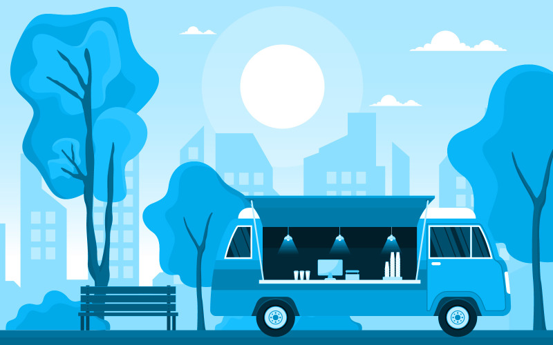 Ciężarówka z jedzeniem ulicznym - ilustracja