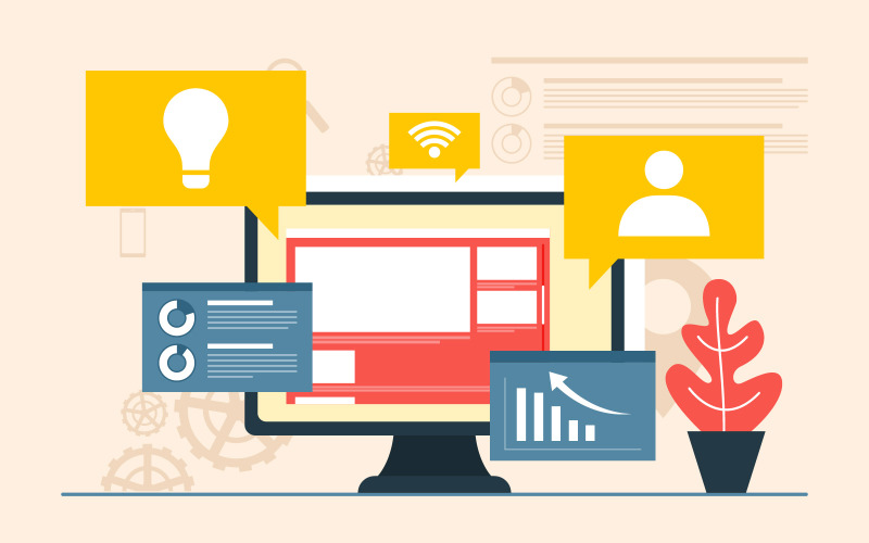 Download Иллюстрация "Digital Marketing Web - Illustration" / Digital Marketing Web - Illustration - Иллюстрация на тему графика digital,marketing,commerce,mobile,internet,web,promotion,analysis,illustration,vector,business,company,website,template,flat,page,banner,landing,concept,graphic