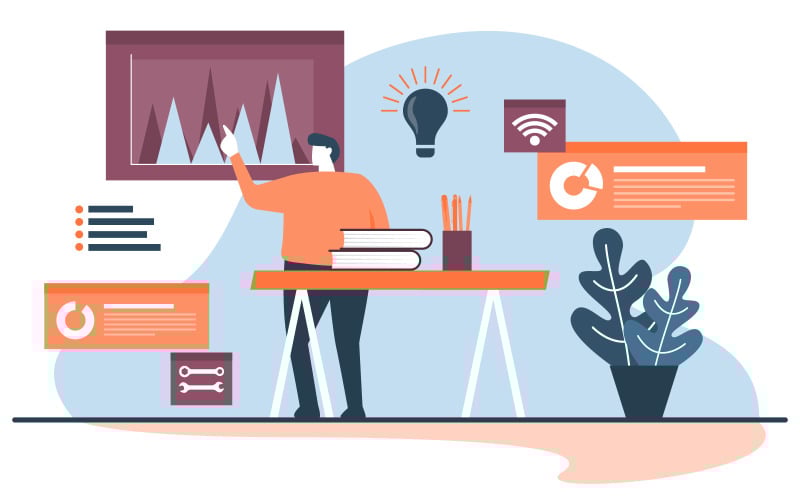 Download Иллюстрация "Digital Mobile Commerce - Illustration" / Digital Mobile Commerce - Illustration - Иллюстрация на тему графика people,digital,marketing,commerce,mobile,internet,web,analysis,illustration,vector,business,company,website,template,flat,page,banner,landing,concept,graphic