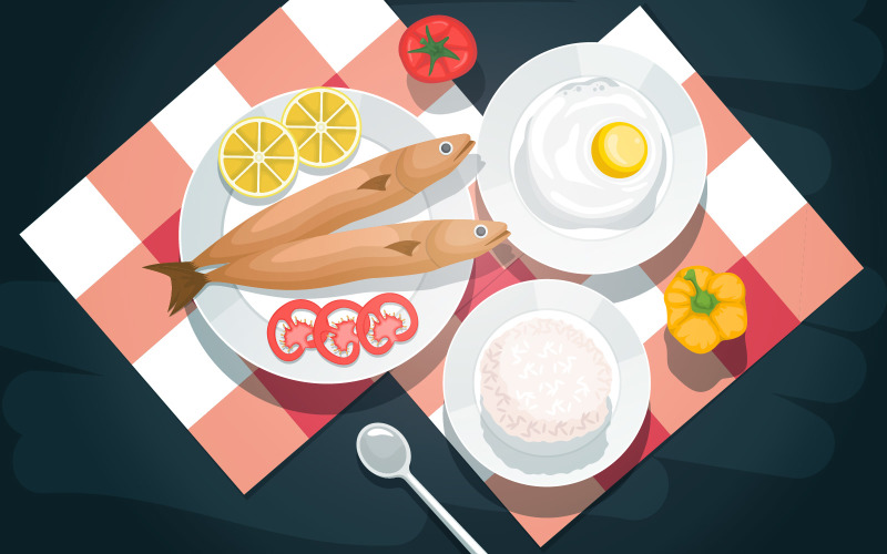 Download Иллюстрация "Fish Rice Tasty - Illustration" / Fish Rice Tasty - Illustration - Иллюстрация на тему графика fish,rice,food,photography,delicious,tasty,menu,table,vector,illustration,concept,design,yummy,eat,cafe,restaurant,gourmet,dish,meal,appetizer