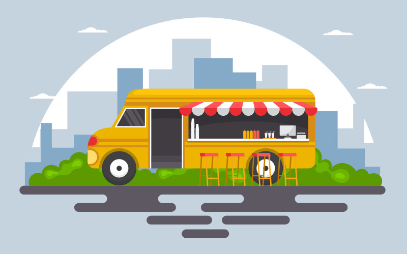 Food Truck Car - Illustratie