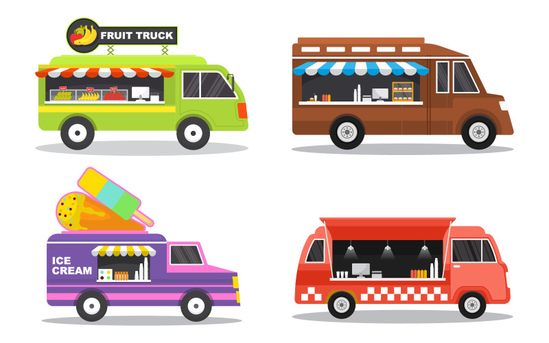 Download Иллюстрация "Food truck Transportation - Illustration" / Food truck Transportation - Illustration - Иллюстрация на тему графика food,truck,van,car,vehicle,transportation,street,shop,set,vector,illustration,merchant,delivery,design,service,outdoor,festival,business,park,event