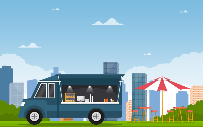 Грузовик уличного магазина - Иллюстрация