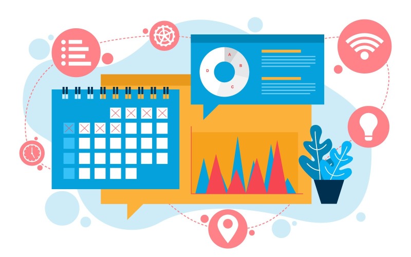 Kalender digitale marketing - illustratie