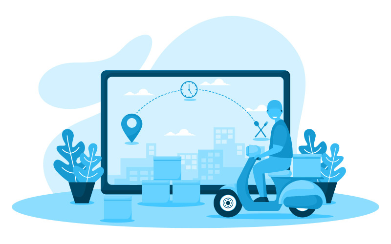 Man rijden scooter - illustratie