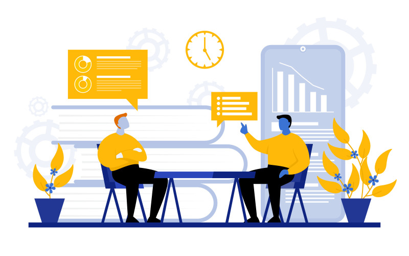 Download Иллюстрация "Man Sitting Commerce - Illustration" / Man Sitting Commerce - Illustration - Иллюстрация на тему графика man,sitting,chair,digital,marketing,commerce,internet,analysis,illustration,vector,business,company,website,web,template,flat,page,banner,landing,concept