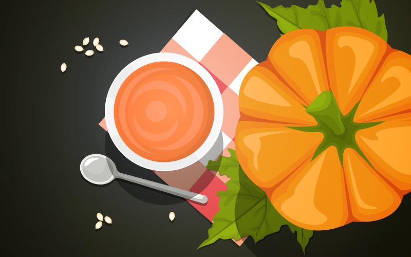 Menú de sopa de calabaza - Ilustración