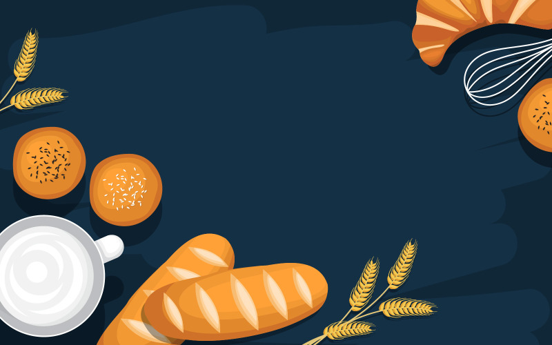 Download Иллюстрация "Milk Bread Backdrop - Illustration" / Milk Bread Backdrop - Illustration - Иллюстрация на тему графика milk,bread,food,utensil,cooking,table,kitchen,backdrop,illustration,vector,whisk,muffin,croissants,wheat,coconut,water,background,equipment,eat,delicious
