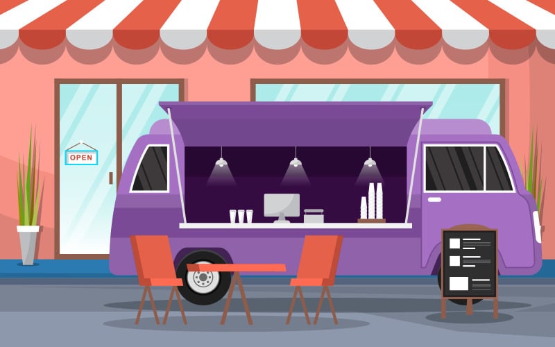 Продовольственный магазин грузовиков - Иллюстрация