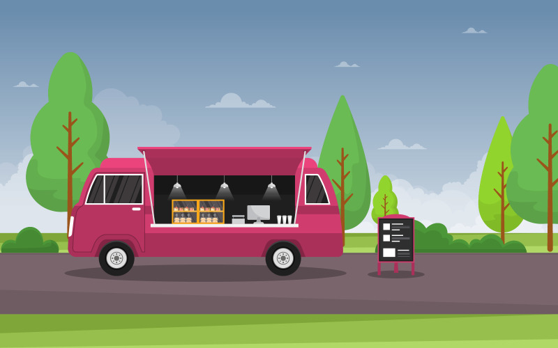 Download Иллюстрация "Street Shop Park - Illustration" / Street Shop Park - Illustration - Иллюстрация на тему графика food,truck,van,car,vehicle,street,shop,park,vector,illustration,merchant,delivery,design,service,outdoor,festival,business,event,vendor,hipster
