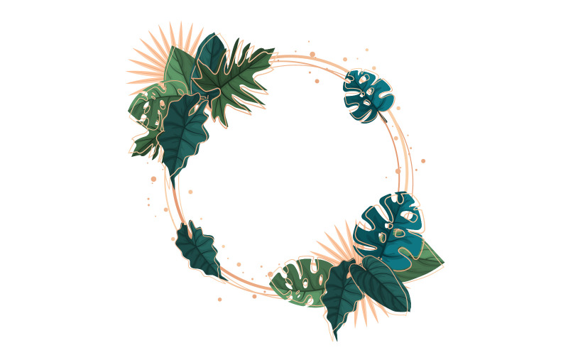 Download Иллюстрация "Circle Green Plant - Illustration" / Circle Green Plant - Illustration - Иллюстрация на тему графика circle,green,tropical,plant,summer,leaf,border,frame,background,vector,illustration,trendy,wedding,party,floral,design,nature,botanical,leaves,invitation