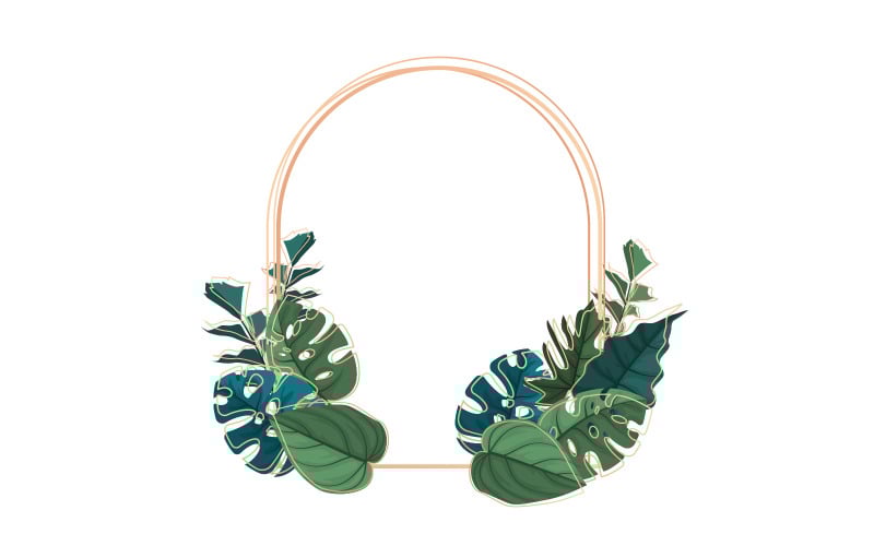 Download Иллюстрация "Circle Tropical Frame - Illustration" / Circle Tropical Frame - Illustration - Иллюстрация на тему графика circle,green,tropical,plant,summer,leaf,border,frame,background,vector,illustration,trendy,wedding,party,floral,design,nature,botanical,leaves,invitation