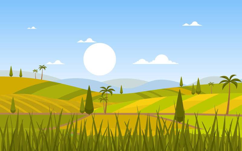 Plantação de paisagem agrícola - ilustração