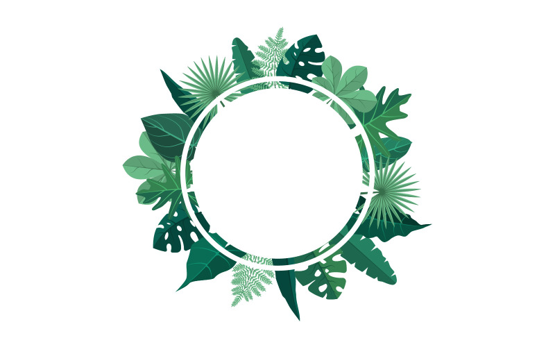 Download Иллюстрация "Tropical Circle Green - Illustration" / Tropical Circle Green - Illustration - Иллюстрация на тему графика circle,green,tropical,plant,summer,leaf,border,frame,background,vector,illustration,trendy,wedding,party,floral,design,nature,botanical,leaves,invitation