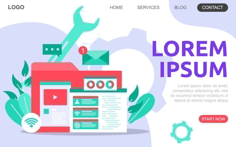 Download Иллюстрация "Website Build Design - Illustration" / Website Build Design - Illustration - Иллюстрация на тему графика create,build,website,design,web,page,project,development,illustration,vector,notification,message,play,button,diagram,target,network,system,connection,company