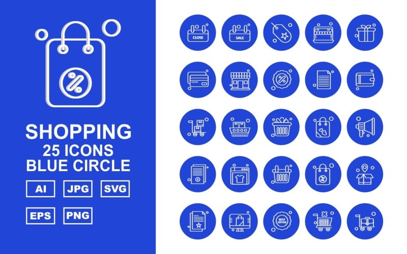 25 преміум куріння синій коло Pack Icon Set