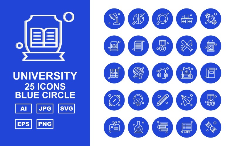 25高级大学蓝色圆圈图标集