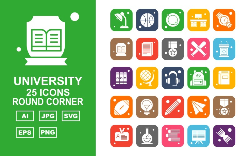 25高级大学圆角图标集