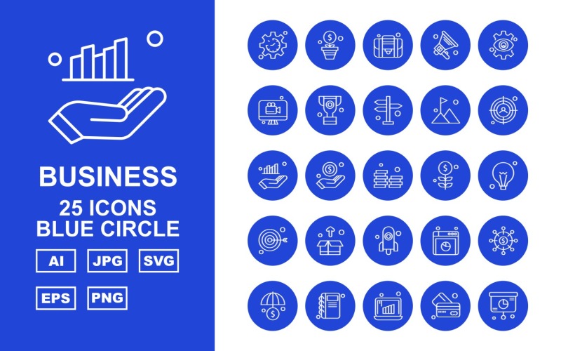 Download Набор иконок "25 Premium Business Blue Circle Icon Set" / 25 Premium Business Blue Circle Icon Set - Набор иконок на тему business label,ship,bag,box,document,best offer,trolley,shop,gift,credit card,percentage,wallet,cart,basketicon,icons