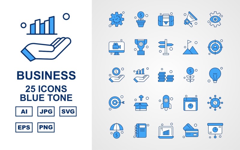 Download Набор иконок "25 Premium Business Blue Tone Icon Set" / 25 Premium Business Blue Tone Icon Set - Набор иконок на тему business label,ship,bag,box,document,best offer,trolley,shop,gift,credit card,percentage,wallet,cart,basketicon,icons