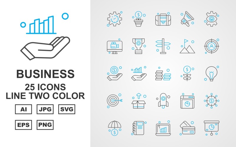 25 Premium Business Line Two Color Icon Set