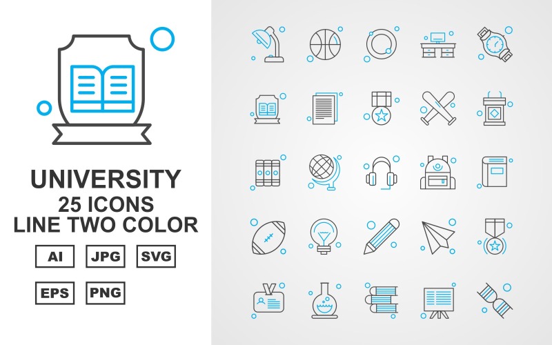 Download Набор иконок "25 Premium University Line Two Color Icon Set" / 25 Premium University Line Two Color Icon Set - Набор иконок на тему sports towel,globle,email,award,id card,test tube,book,board,dna,ball,swimming tube,office,hand watch,document,sport,rugby,icon,icons