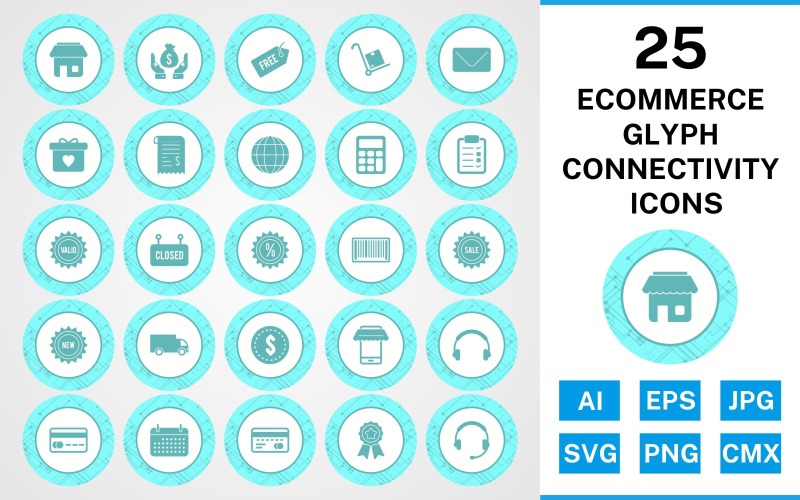 Download Набор иконок "25 Ecommerce Glyph Connectivity Icon Set" / 25 Ecommerce Glyph Connectivity Icon Set - Набор иконок на тему shopping set,file,icon,icons,glyph,vector,sign,symbol,pictogram,connectivity,ecommerce,envelope,saving,trolley,new,sale,atm,shop,discount