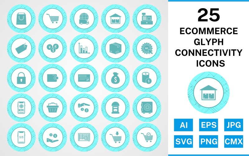 Download Набор иконок "25 Ecommerce Glyph Connectivity Icon Set" / 25 Ecommerce Glyph Connectivity Icon Set - Набор иконок на тему shopping set,file,icon,icons,glyph,vector,sign,symbol,pictogram,connectivity,ecommerce,buy,security,tag,vault,add to cart,payment,basket,cheque