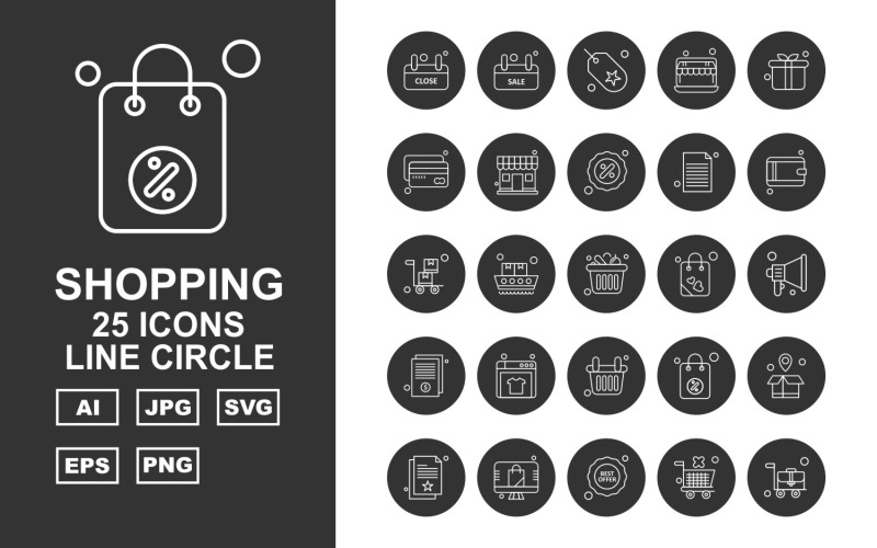 25 Ensemble d'icônes Premium Smoking Line Circle Pack