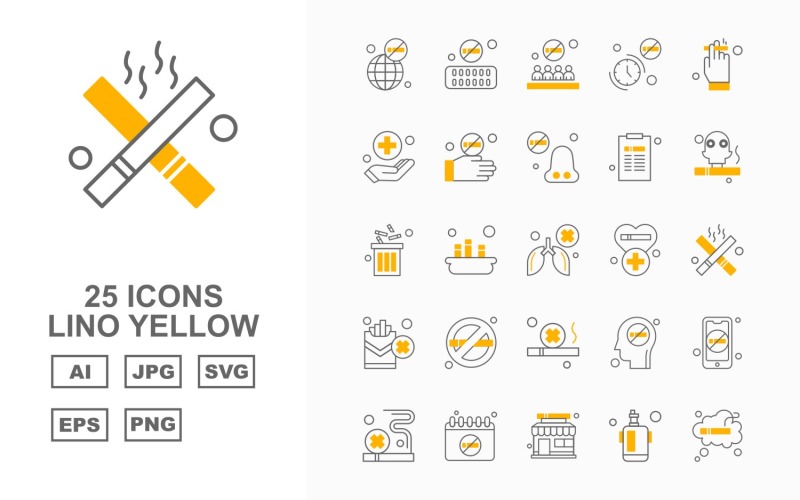 Набор из 25 желтых пакетов премиум-класса для курящих Lino