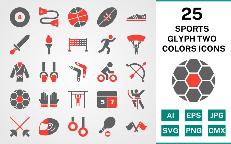 Download Набор иконок "25 Sports And Games Glyph Two Colors Icon Set" / 25 Sports And Games Glyph Two Colors Icon Set - Набор иконок на тему sports set,file,icon,icons,glyph,vector,sign,symbol,pictogram,two colors,sports,games,karate,rugby,pool,runner,tennis,racing,bow